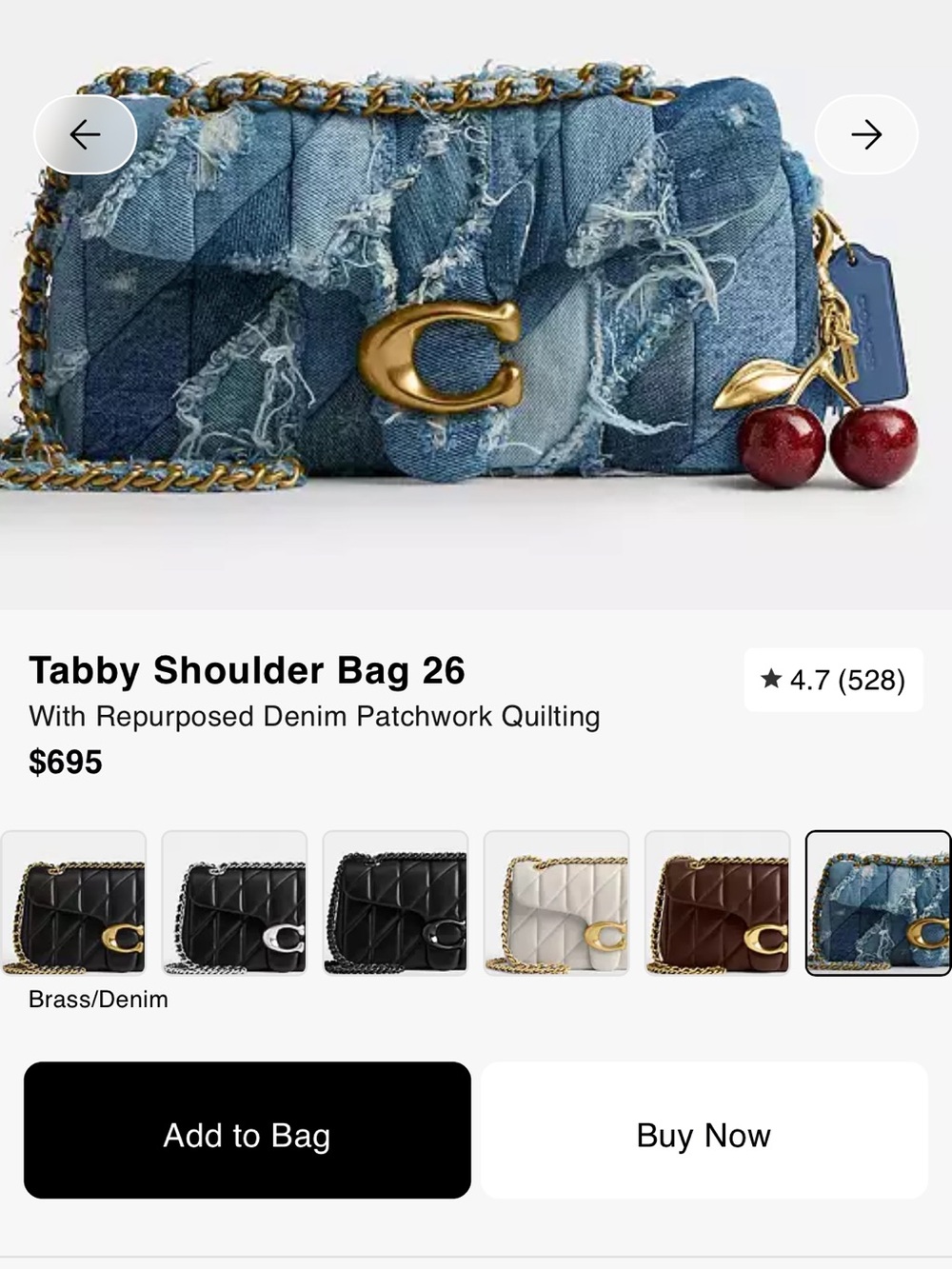 Coach Distressed Denim Patchwork Quilted Tabby 26 Like New!!!!🚨 - Picture 6 of 14